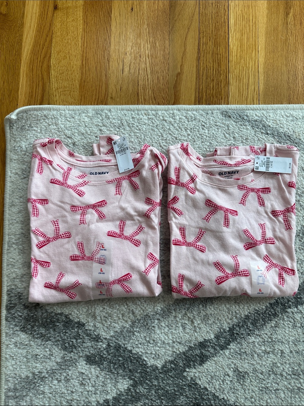 Old Navy Pink Pajama Top with Red Gingham Bow Print